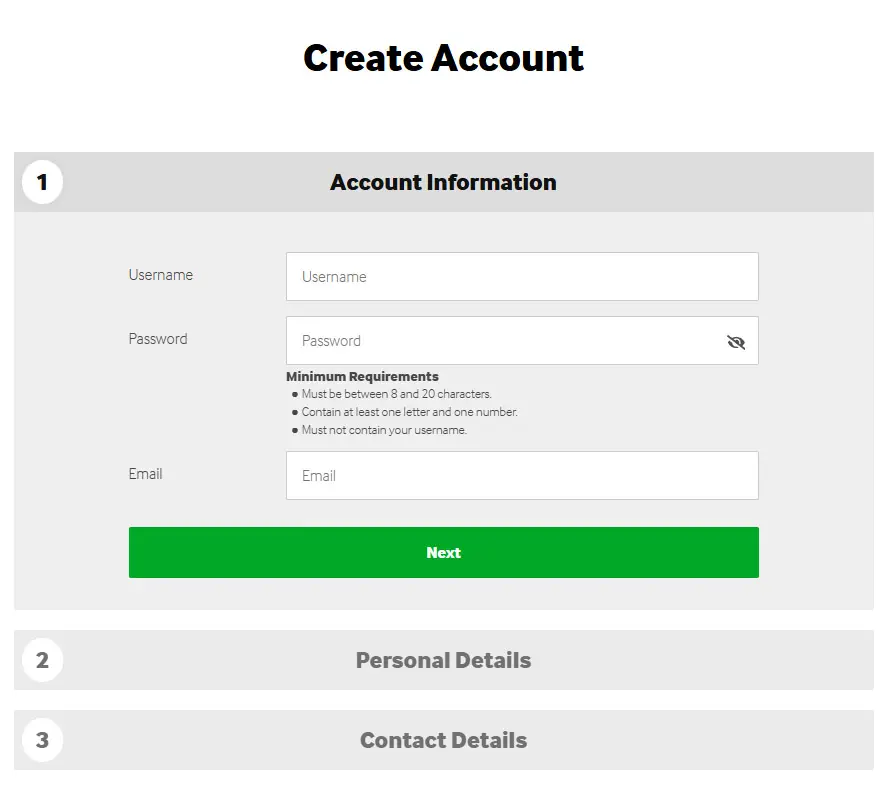 registration at the casino BETWAY